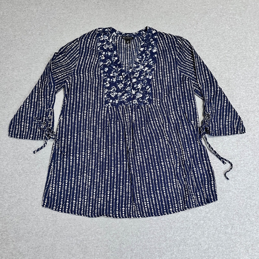 ND New Directions Shirt Womens Small Blue 3/4 Sleeve